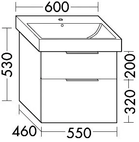 sanibel-Waschtisch-Unterbau 2.0 FLEX WVLE055 550mm breit Schubl/Auszug Eiche Caramel