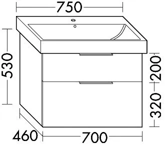 sanibel-Waschtisch-Unterbau 2.0 FLEX WVLE070 700mm breit Schubl/Auszug Eiche Caramel