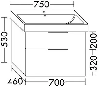 sanibel-Waschtisch-Unterbau 2.0 FLEX WVLE070 700mm breit Schubl/Auszug Eiche Caramel