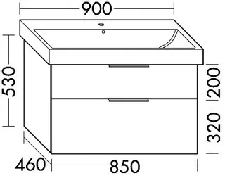 sanibel-Waschtisch-Unterbau 2.0 FLEX WVLE085 850mm breit Schubl/Auszug Eiche Caramel