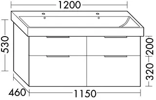 sanibel-Waschtisch-Unterbau 2.0 FLEX WVLE115 1150mm 2 Schubl/2 Auszüge Eiche Caramel