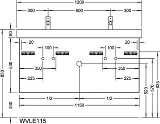 sanibel-Waschtisch-Unterbau 2.0 FLEX WVLE115 1150mm 2 Schubl/2 Auszüge Eiche Caramel – Bild 2