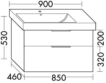 sanibel-Waschtisch-Unterbau 2.0 FLEX WVLF085L 850mm breit Schubl/Auszug Eiche Caramel