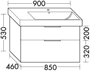 sanibel-Waschtisch-Unterbau 2.0 FLEX WVLF085R 850mm breit Schubl/Auszug Eiche Caramel