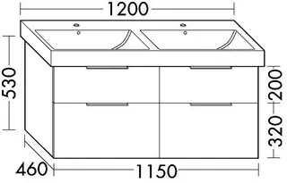 sanibel-Waschtisch-Unterbau 2.0 FLEX WVLF115 1150mm 2 Schubl/2 Auszüge Eiche Caramel