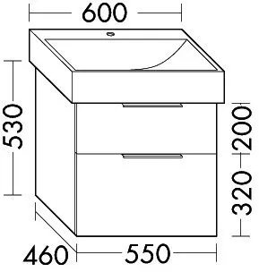 sanibel-Waschtisch-Unterbau 2.0 FLEX WVLI055 550mm breit Schubl/Auszug Eiche Caramel