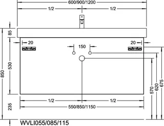 sanibel-Waschtisch-Unterbau 2.0 FLEX WVLI055 550mm breit Schubl/Auszug Eiche Caramel – Bild 2