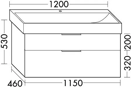 sanibel-Waschtisch-Unterbau 2.0 FLEX WVLI115 1150mm breit Schubl/Auszug Eiche Caramel