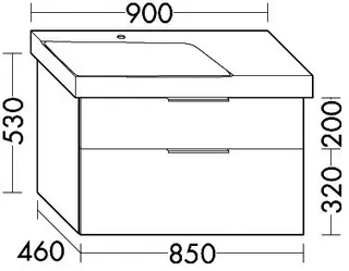 sanibel-Waschtisch-Unterbau 2.0 FLEX WVLJ085L 850mm breit Schubl/Auszug Eiche Caramel