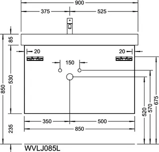 sanibel-Waschtisch-Unterbau 2.0 FLEX WVLJ085L 850mm breit Schubl/Auszug Eiche Caramel – Bild 2