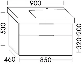 sanibel-Waschtisch-Unterbau 2.0 FLEX WVLJ085R 850mm breit Schubl/Auszug Eiche Caramel