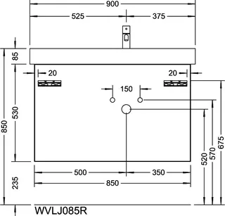 sanibel-Waschtisch-Unterbau 2.0 FLEX WVLJ085R 850mm breit Schubl/Auszug Eiche Caramel – Bild 2