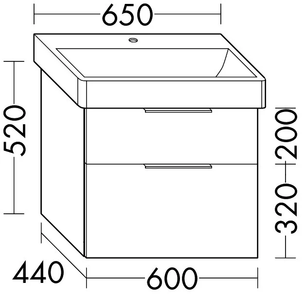sanibel-Waschtisch-Unterbau 2.0 FLEX WVLL060 600mm breit Schubl/Auszug Eiche Caramel
