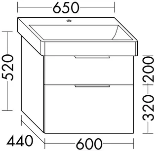 sanibel-Waschtisch-Unterbau 2.0 FLEX WVLL060 600mm breit Schubl/Auszug Eiche Caramel