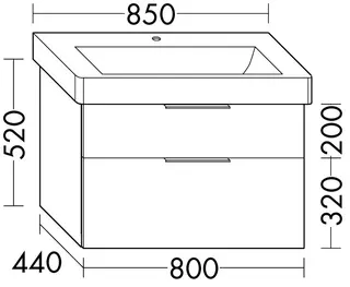 sanibel-Waschtisch-Unterbau 2.0 FLEX WVLL080 800mm breit Schubl/Auszug Eiche Caramel