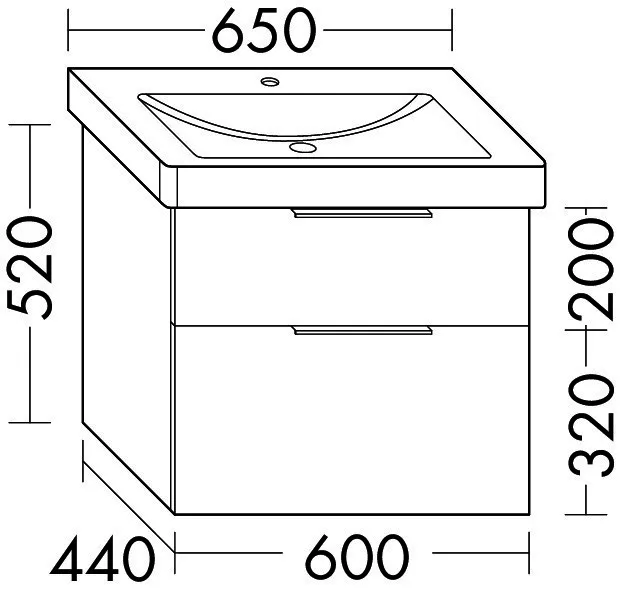 sanibel-Waschtisch-Unterbau 2.0 FLEX WVLN060 600mm breit Schubl/Auszug Eiche Caramel