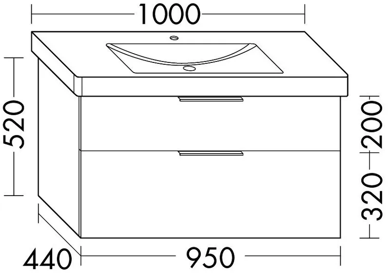 sanibel-Waschtisch-Unterbau 2.0 FLEX WVLN095 950mm breit Schubl/Auszug Eiche Caramel