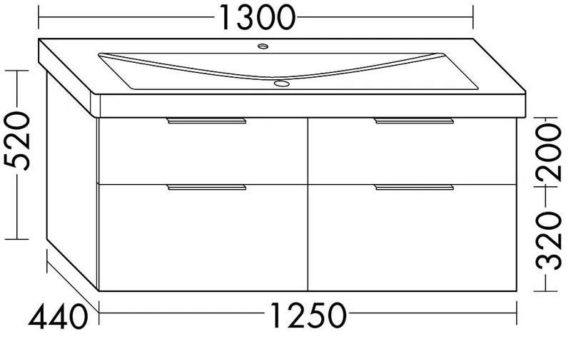 sanibel-Waschtisch-Unterbau 2.0 FLEX WVLO125 1250mm 2 Schubl/2 Auszüge Eiche Caramel