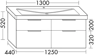 sanibel-Waschtisch-Unterbau 2.0 FLEX WVLO125 1250mm 2 Schubl/2 Auszüge Eiche Caramel