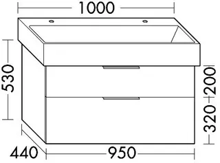 sanibel-Waschtisch-Unterbau 2.0 FLEX WVLS095 950mm breit Schubl/Auszug Eiche Caramel
