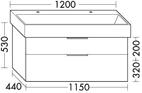 sanibel-Waschtisch-Unterbau 2.0 FLEX WVLS115 1150mm breit Schubl/Auszug Eiche Caramel