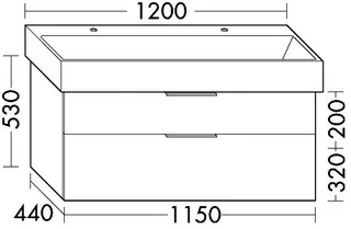 sanibel-Waschtisch-Unterbau 2.0 FLEX WVLS115 1150mm breit Schubl/Auszug Eiche Caramel