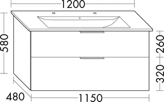 sanibel-Waschtisch-Unterbau 2.0 FLEX WVLV115 1150mm breit Schubl/Auszug Eiche Caramel