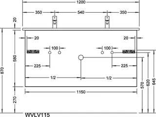 sanibel-Waschtisch-Unterbau 2.0 FLEX WVLV115 1150mm breit Schubl/Auszug Eiche Caramel – Bild 2