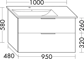sanibel-Waschtisch-Unterbau 2.0 FLEX WVLW095L 950mm breit Schubl/Auszug Eiche Caramel