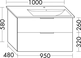 sanibel-Waschtisch-Unterbau 2.0 FLEX WVLW095R 950mm breit Schubl/Auszug Eiche Caramel