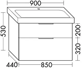 sanibel-Waschtisch-Unterbau 2.0 FLEX WVLZ085 850mm breit Schubl/Auszug Eiche Caramel
