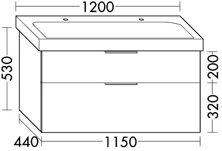 sanibel-Waschtisch-Unterbau 2.0 FLEX WVLZ115 1150mm breit Schubl/Auszug Eiche Caramel