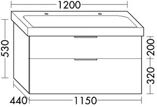 sanibel-Waschtisch-Unterbau 2.0 FLEX WVLZ115 1150mm breit Schubl/Auszug Eiche Caramel