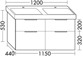 sanibel-Waschtisch-Unterbau 2.0 FLEX WVMA115 1150mm 2 Schubl/2 Auszüge Eiche Caramel