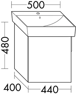 sanibel-Waschtisch-Unterbau 2.0 FLEX WVNR044L 440mm breit Tür links Eiche Caramel