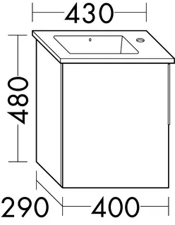 sanibel-Waschtisch-Unterbau 2.0 FLEX WVPV040L 400mm breit Tür links Eiche Caramel