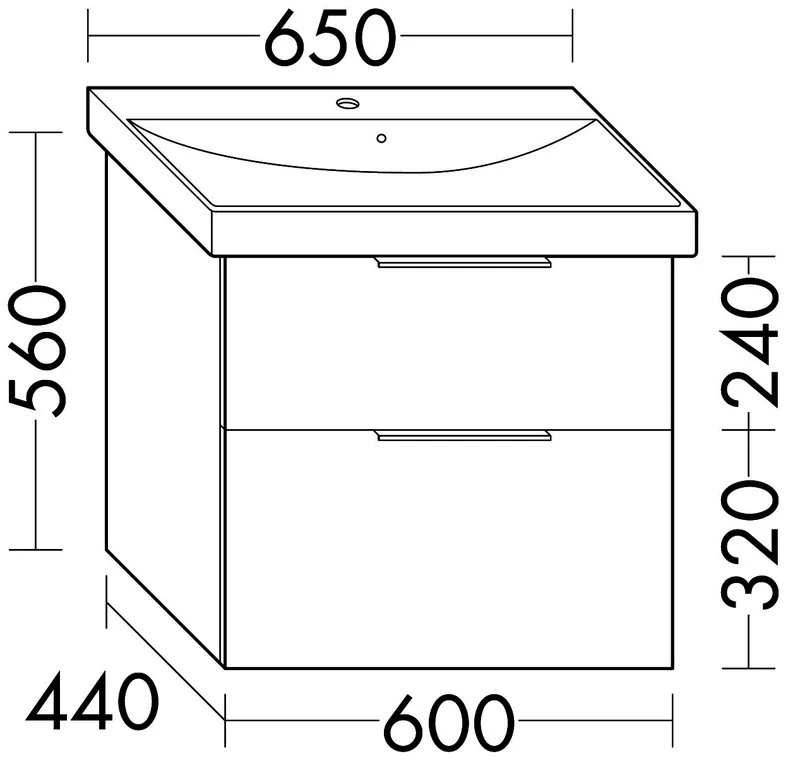 sanibel-Waschtisch-Unterbau 2.0 FLEX WVYB060 600mm breit Schubl/Auszug Eiche Caramel