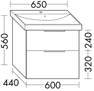 sanibel-Waschtisch-Unterbau 2.0 FLEX WVYB060 600mm breit Schubl/Auszug Eiche Caramel