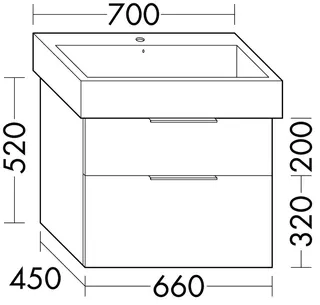 sanibel-Waschtisch-Unterbau 2.0 FLEX WVYO066 660mm breit Schubl/Auszug Eiche Caramel