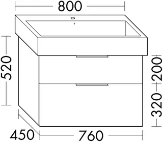sanibel-Waschtisch-Unterbau 2.0 FLEX WVYO076 760mm breit Schubl/Auszug Eiche Caramel