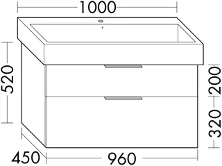 sanibel-Waschtisch-Unterbau 2.0 FLEX WVYO096 960mm breit Schubl/Auszug Eiche Caramel