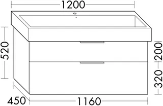sanibel-Waschtisch-Unterbau 2.0 FLEX WVYO116 1160mm breit Schubl/Auszug Eiche Caramel