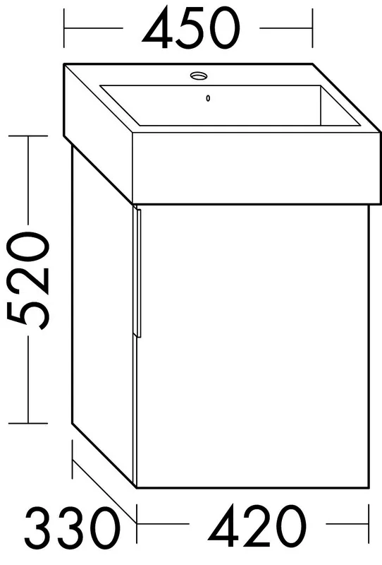 sanibel-Waschtisch-Unterbau 2.0 FLEX WVYR042R 420mm breit Tür rechts Eiche Caramel