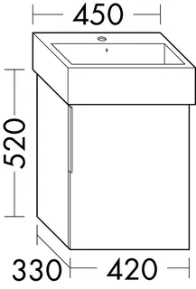 sanibel-Waschtisch-Unterbau 2.0 FLEX WVYR042R 420mm breit Tür rechts Eiche Caramel