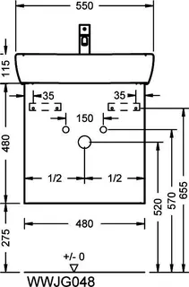 sanibel-Waschtisch-Unterbau 2.0 FLEX WWJG048 480mm breit 1 Auszug Eiche Caramel – Bild 2