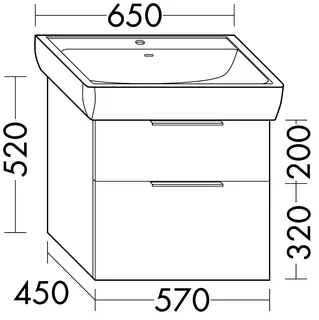 sanibel-Waschtisch-Unterbau 2.0 FLEX WWJK057 570mm breit Schubl/Auszug Eiche Caramel