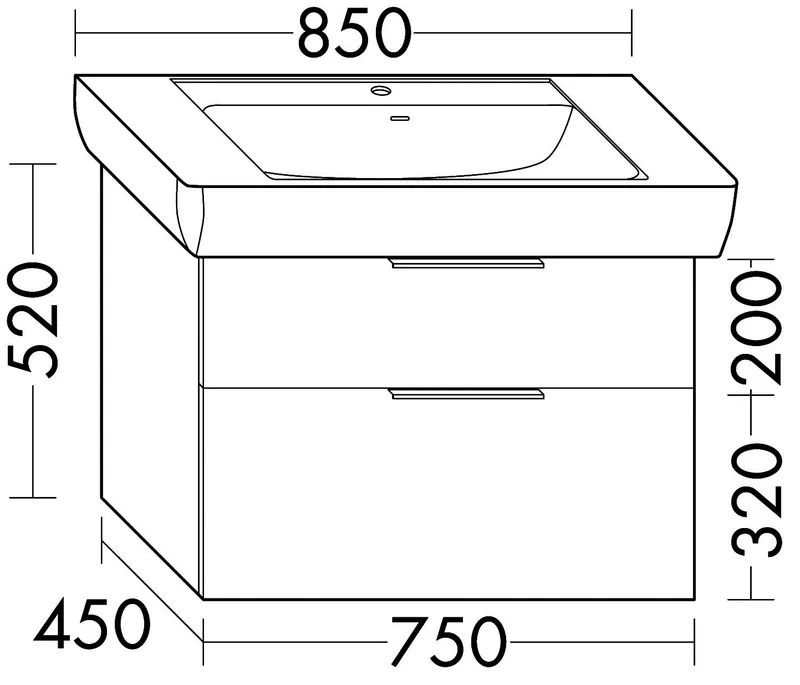 sanibel-Waschtisch-Unterbau 2.0 FLEX WWJK075 750mm breit Schubl/Auszug Eiche Caramel