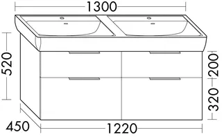 sanibel-Waschtisch-Unterbau 2.0 FLEX WWJK122 1220mm breit Schubl/Auszug Eiche Caramel
