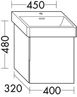 sanibel-Waschtisch-Unterbau 2.0 FLEX WWME040R 400mm breit Tür rechts Eiche Caramel