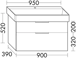 sanibel-Waschtisch-Unterbau 2.0 FLEX WXBE090 900mm breit Schubl/Auszug Eiche Caramel